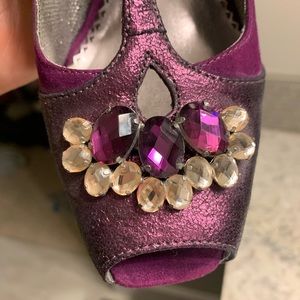 Poetic License Purple Jeweled TStrap Peep Toe Heel
